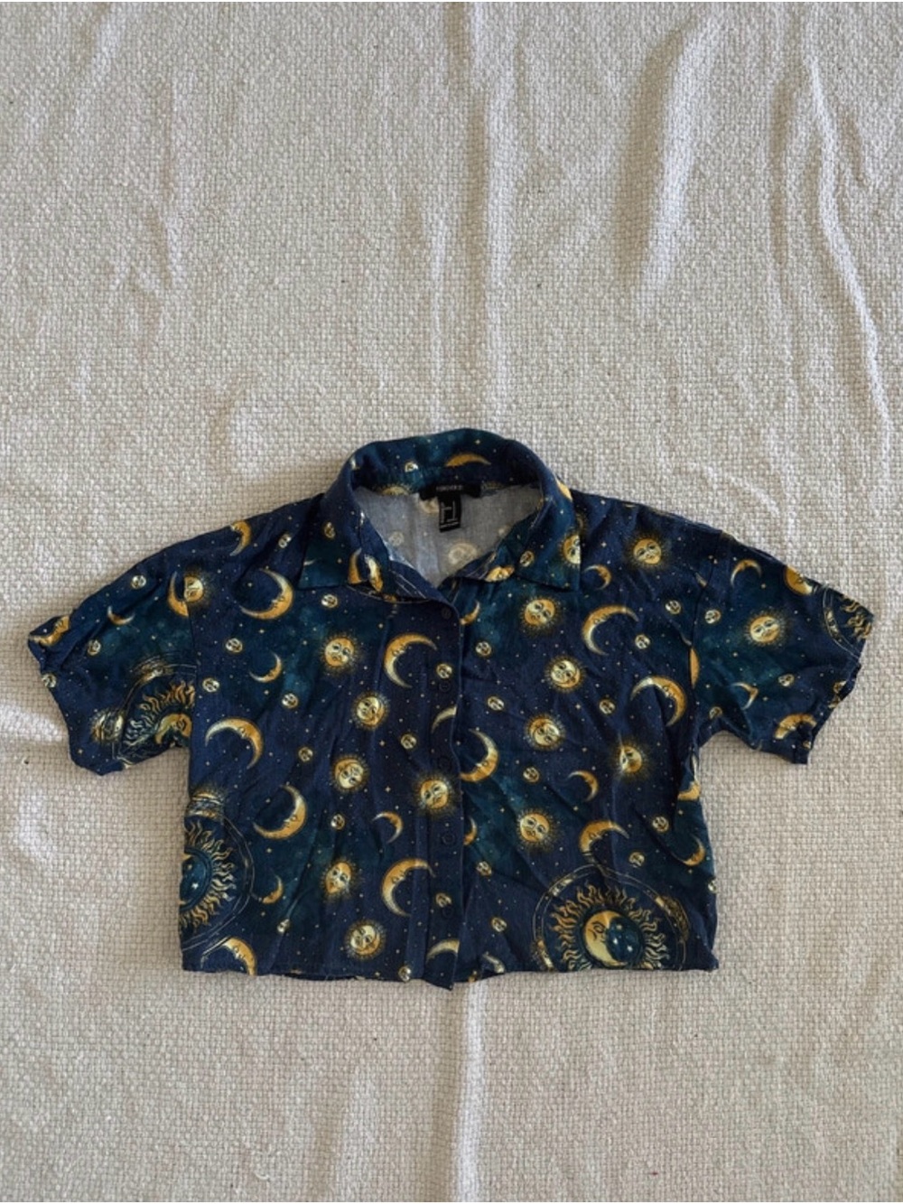 Forever 21 Navy Moon & Sun Crop Top